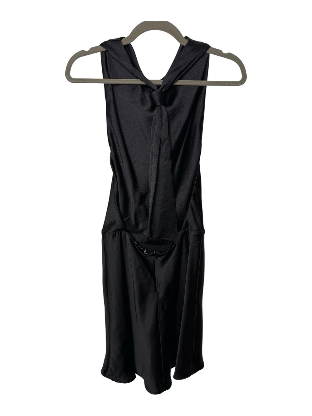 Zara Black Satin Backless Halter Midi Dress Sz M Secure Elastic Waist | EUC - Picture 4 of 10